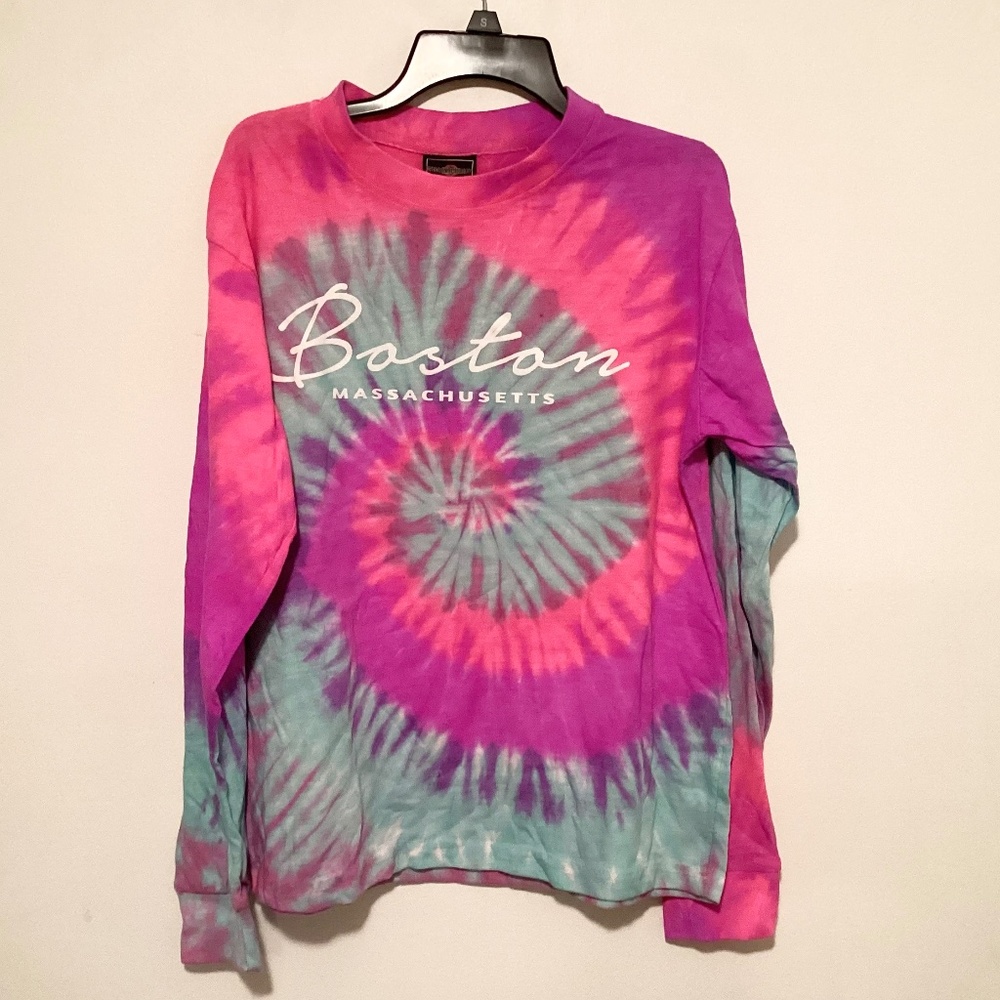 Boston Massachusetts Tie-dye Long Sleeve Shirt